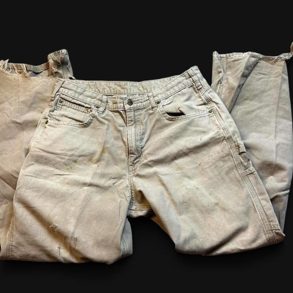 Vintage Carhartt Y2K distressed loose fit grunge punk tan pants fits 34x31 READ